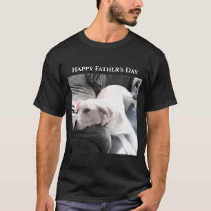 Happy Vatertag Niedlicher Welpen Hund Vater Schwar T-Shirt