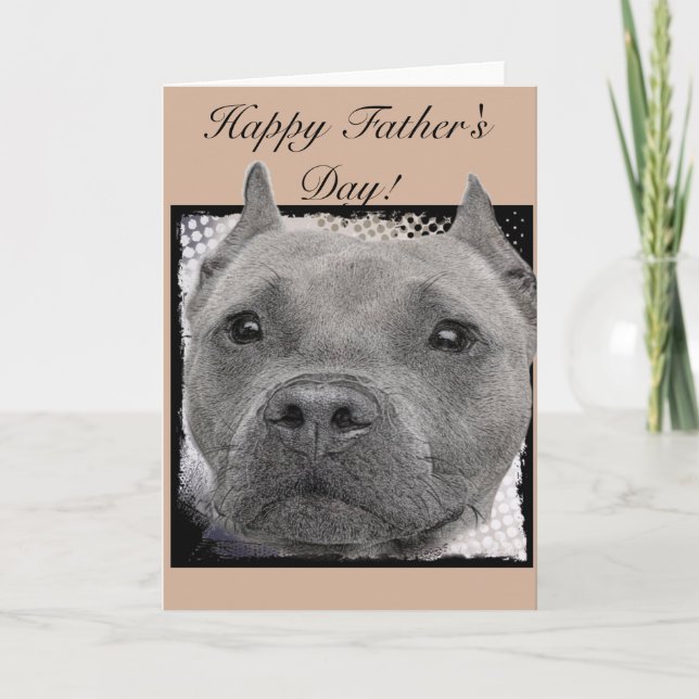 Happy Vatertag Pitbull Hund Grußkarte Dankeskarte (Vorderseite)