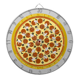 Happy Vatertag Pizza mit Toppings & Message Dartscheibe