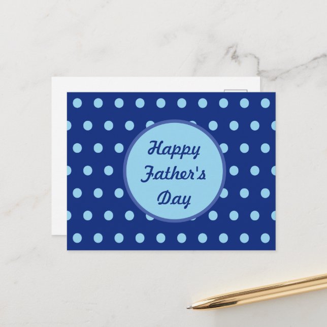 Happy Vatertag Postcard (Navy & Soft Blue) Postkarte (Vorderseite/Rückseite Beispiel)