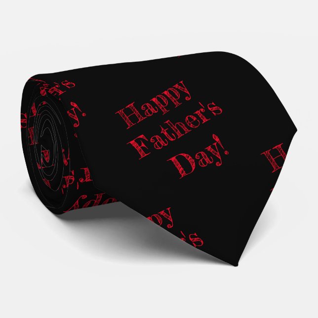 Happy Vatertag rotes Textmuster schwarz Krawatte (Gerollt)