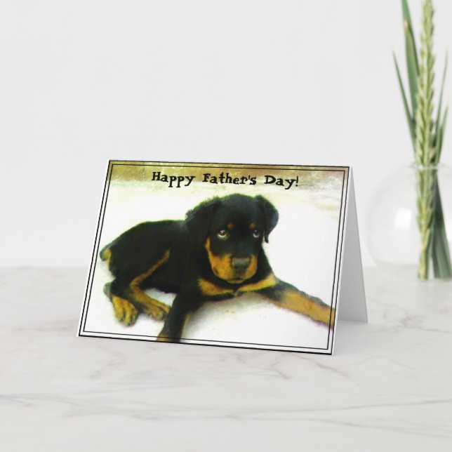 Happy Vatertag Rottweiler Welpengrüßkarte Karte (Vorderseite)