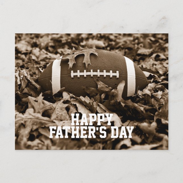 Happy Vatertag Sepia Fußball Postcard Postkarte (Vorderseite)