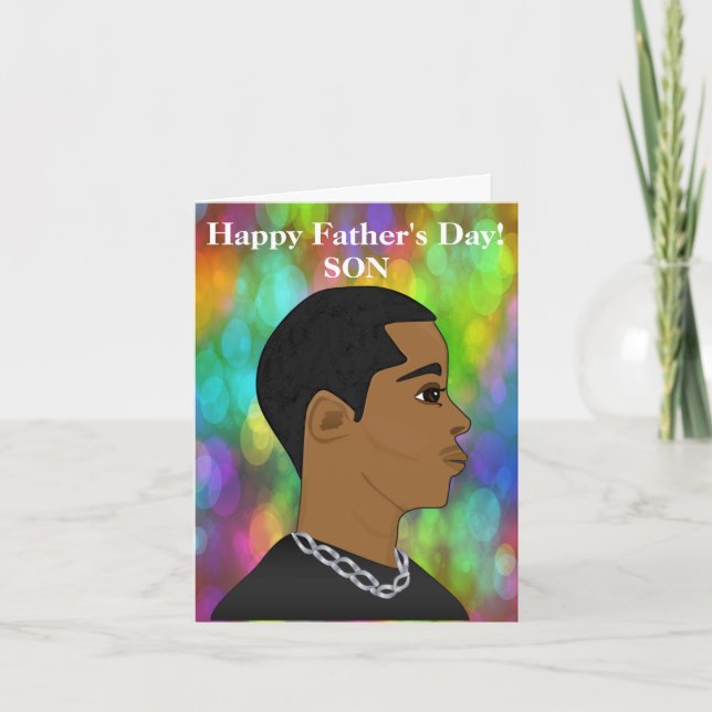 Happy Vatertag Son African American Karte (Vorderseite)