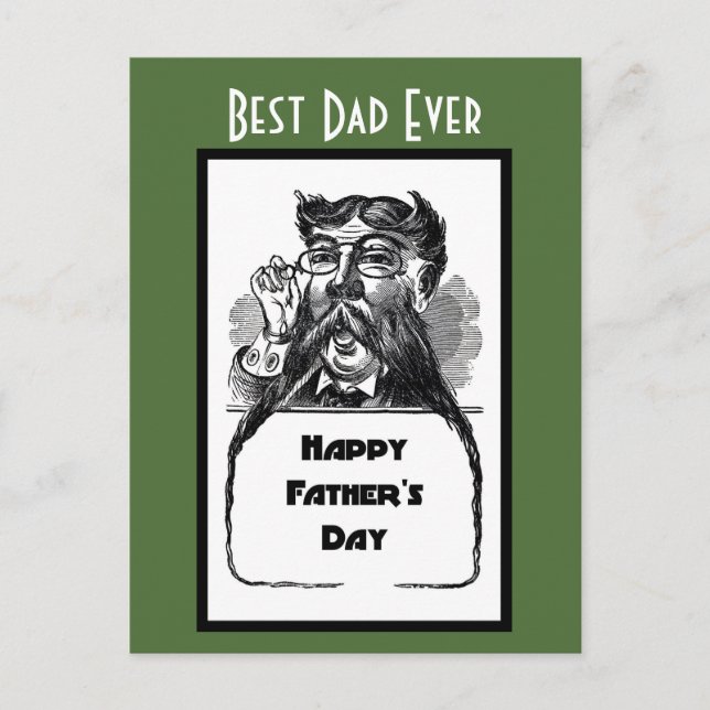Happy Vatertag Vintages Retro Zeichnend Postkarte (Vorderseite)
