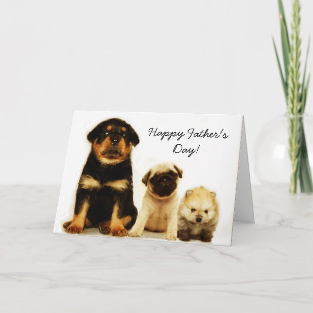 Happy Vatertag Welpen Grußkarte Karte (Vorderseite)