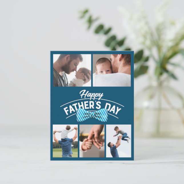 Happy Vathers Day 5 Foto Collage Postkarte (Stehend Vorderseite)