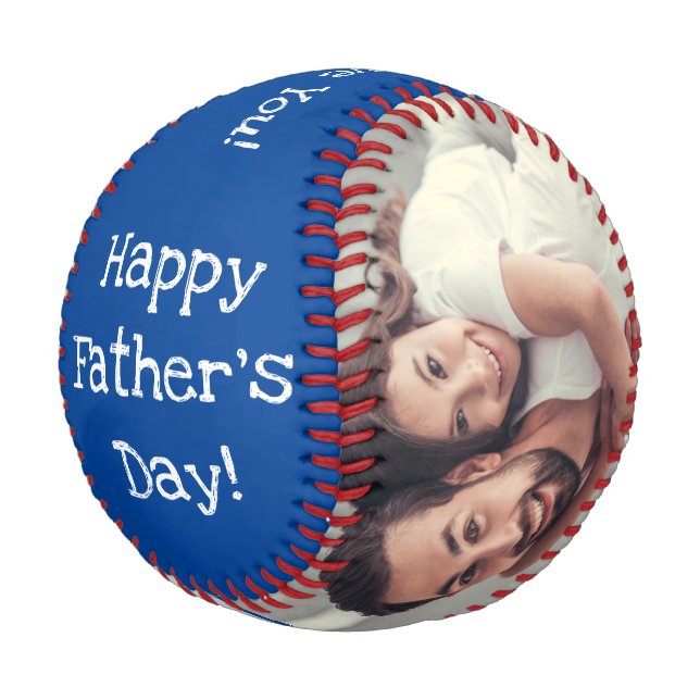 Happy Vathers Day Bester Vater je 2 Foto Blau Baseball (Schrägansicht)