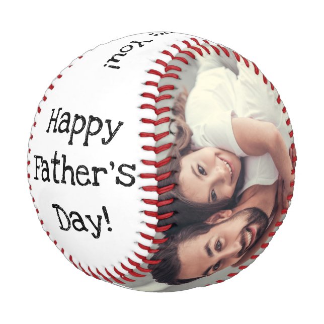 Happy Vathers Day Bester Vater je 2 Foto Weiß  Baseball (Schrägansicht)
