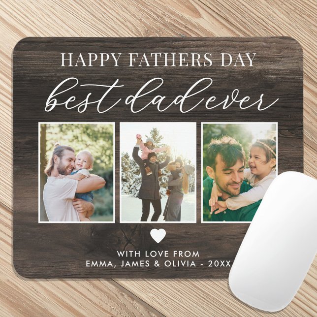 Happy Vathers Day Bester Vater je 3 FotoCollage Mousepad (Von Creator hochgeladen)