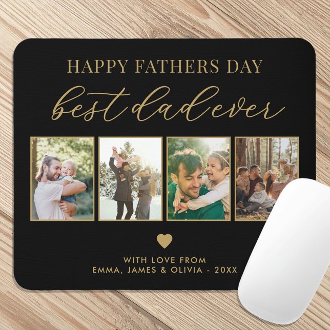 Happy Vathers Day Bester Vater je 4 FotoCollage Mousepad (Von Creator hochgeladen)