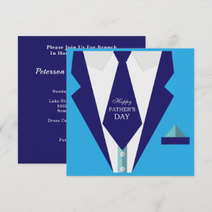 Happy Vathers Day Blue Anzug Krawatte Brunch Einladung