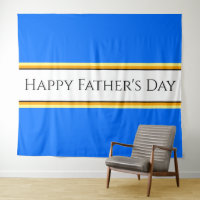 HAPPY VATHER'S DAY Bright Blue White Stripes Text