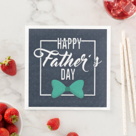 Happy Vathers Day Emblem Blue White Serviette