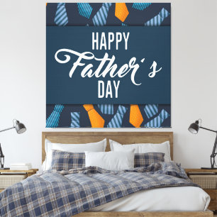 Happy Vathers Day farbenfrohe Krawatte Weiße Emble Leinwanddruck