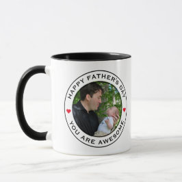 Happy Vathers Day Foto Herz Roter Schwarzer Text Tasse