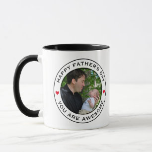 Happy Vathers Day Foto Herz Roter Schwarzer Text Tasse