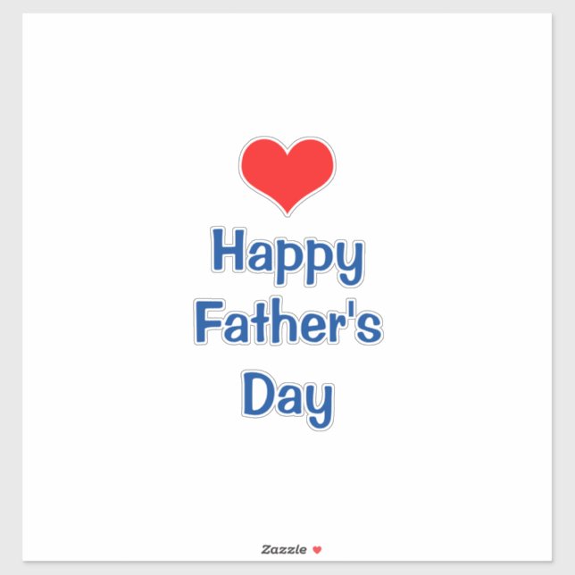 Happy Vathers Day Heart Red Blue Custom Colorful Aufkleber (Blatt)
