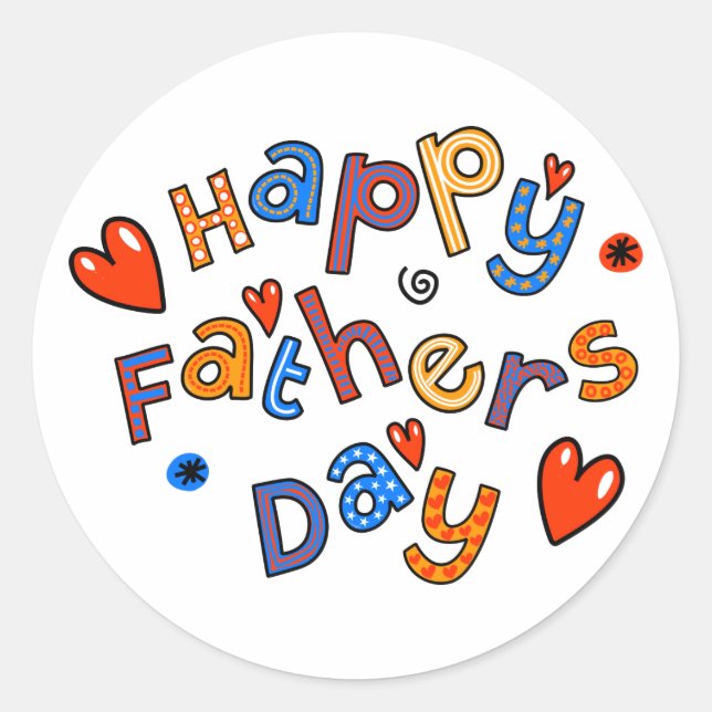 Happy Vathers Day Holiday Text Runder Aufkleber (Vorderseite)