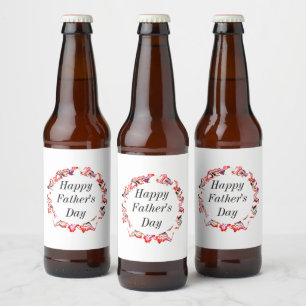 Happy Vathers Day Leafy Blume Floral Wappen 2024 Bierflaschenetikett