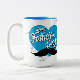 Happy Vathers Day Mustache Zweifarbige Tasse