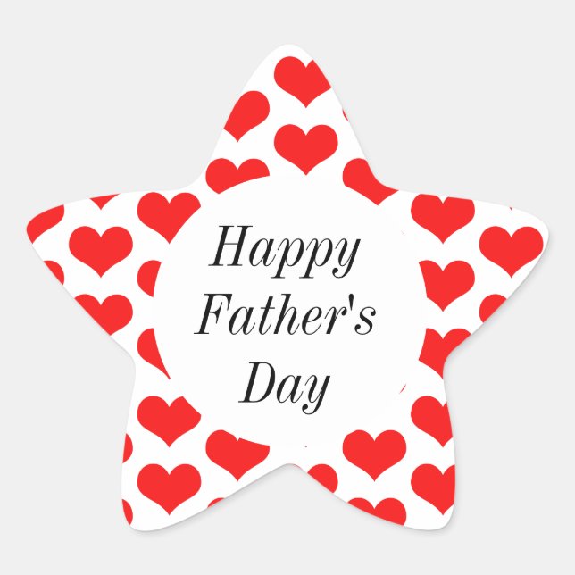 Happy Vathers Day Red Heart Patterns Custom Classy Stern-Aufkleber (Vorderseite)