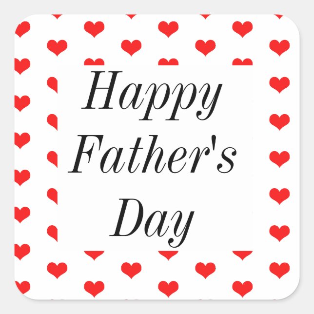 Happy Vathers Day Red Heart Patterns Custom Niedli Quadratischer Aufkleber (Vorderseite)