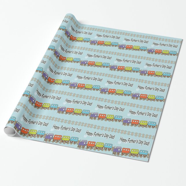 Happy Vathers Day Train Geschenkpapier (Ungerollt)