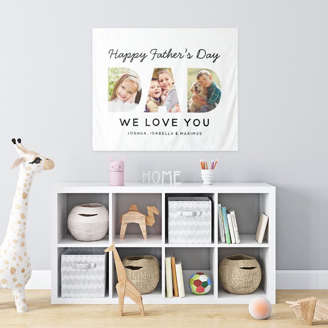 Happy Vathers Day Vater Custom Foto Collage Wandteppich (Von Creator hochgeladen)