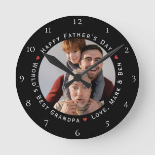 Happy Vathers Day World's Best Opa Cool Trendy Runde Wanduhr
