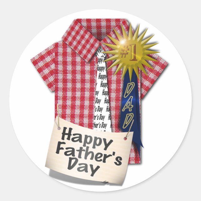 Happy Vathers Day zu meinem 1. Vater Runder Aufkleber (Vorderseite)