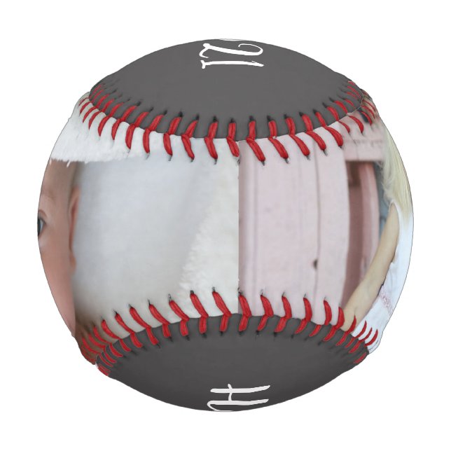 Happy Vathers Day | Zwei Fotos | Familiengeschenk Baseball (Vorderseite)