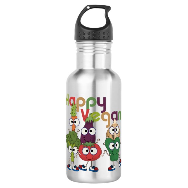 Happy Vegan Edelstahlflasche (Vorderseite)