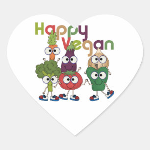 Happy Vegan Herz-Aufkleber