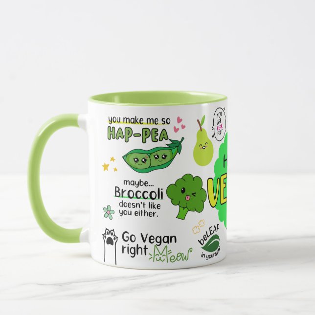 Happy Vegan Mug - Drôle Vegan Mug, Basé Sur Le Pla (Gauche)