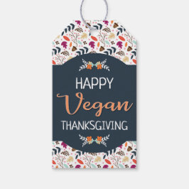 Happy veganer Erntedank blauer orangefarbener Text Geschenkanhänger