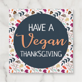 Happy veganer Erntedank blauer orangefarbener Text Geschenkanhänger