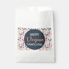 Happy veganer Erntedank blauer orangefarbener Text Geschenktütchen