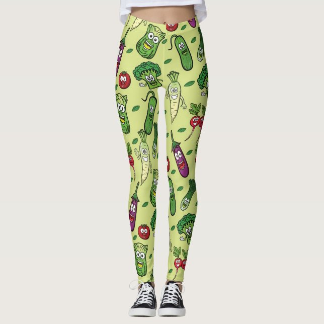 Happy Vegetables Muster Leggings (Vorderseite)
