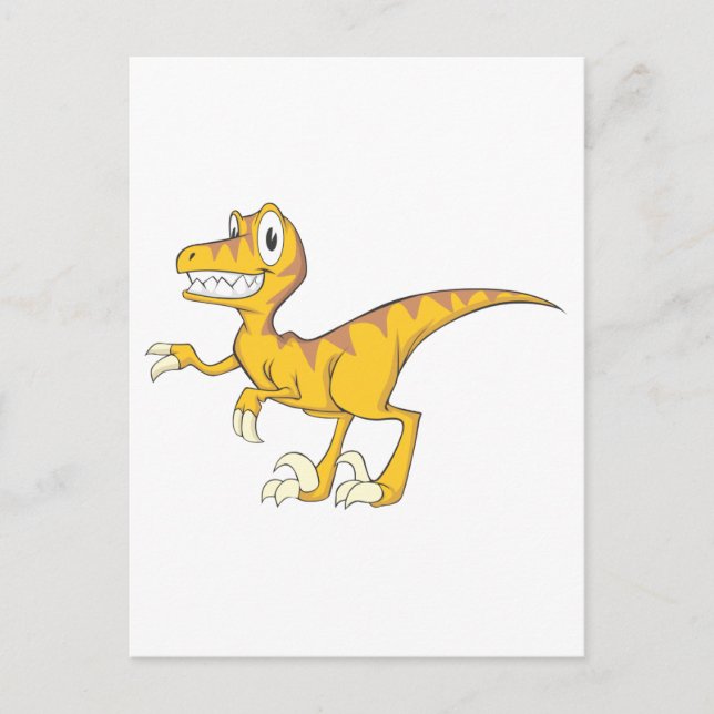 Happy Velociraptor Dinosaur Postkarte (Vorderseite)