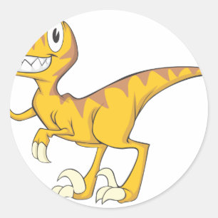 Happy Velociraptor Dinosaur Runder Aufkleber