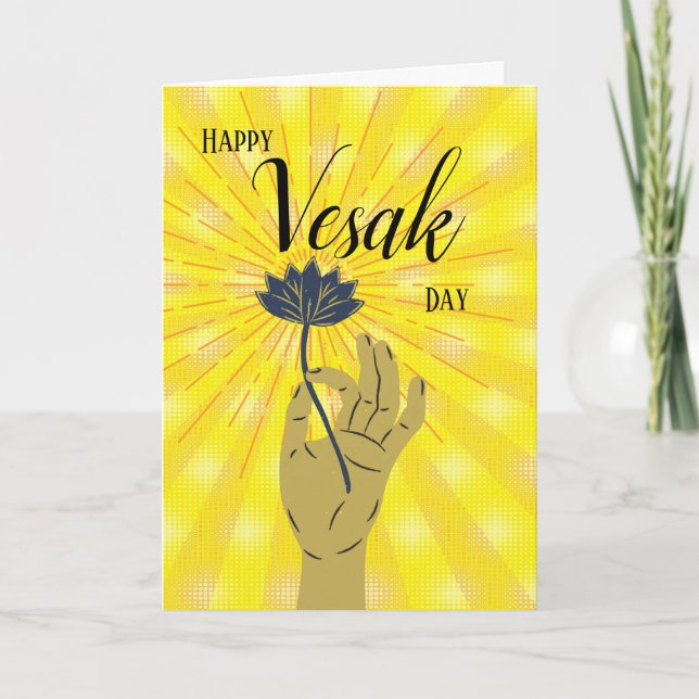 Happy Vesak Day Lotus in der Hand Karte (Vorderseite)