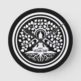 Happy Vesak Day Runde Wanduhr