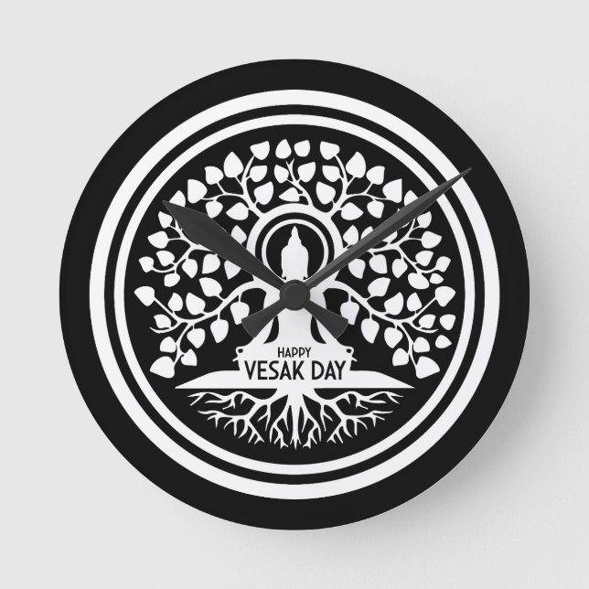 Happy Vesak Day Runde Wanduhr (Vorderseite)