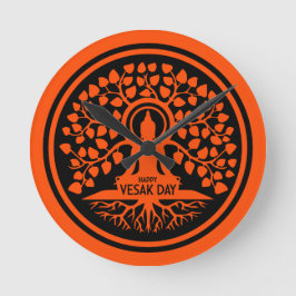 Happy Vesak Day Runde Wanduhr
