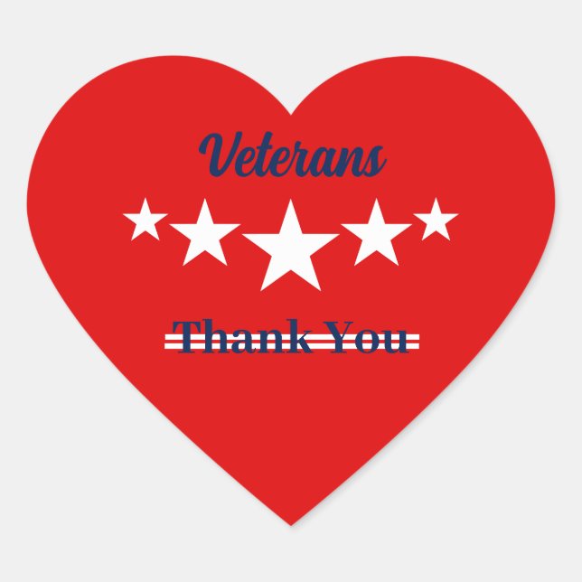 Happy Veterans Day Herz-Aufkleber (Vorderseite)
