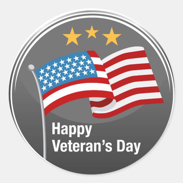 Happy Veterans Day Icon Runder Aufkleber (Vorderseite)