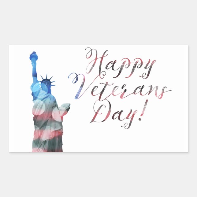 Happy Veterans Day (liberty bokeh) Rechteckiger Aufkleber (Vorderseite)