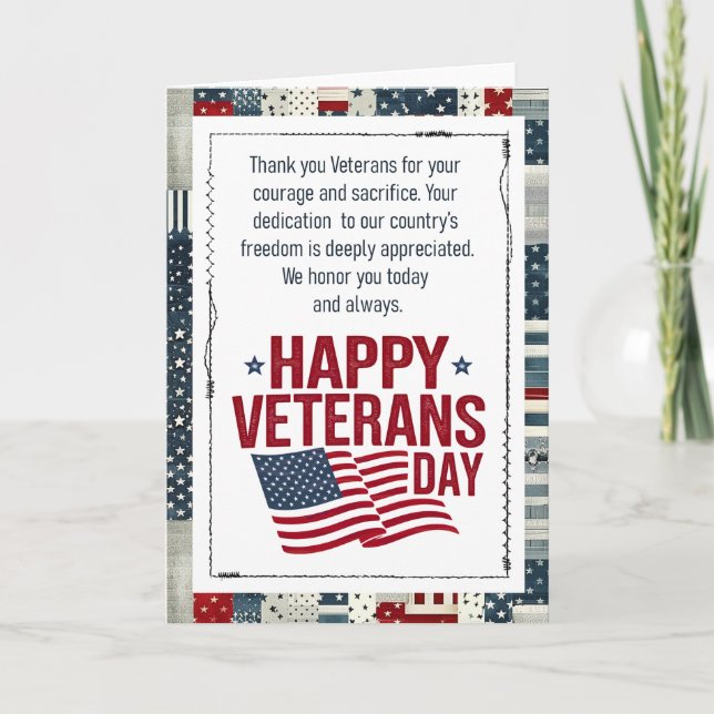 Happy Veterans Day Patriotic Karte (Vorderseite)