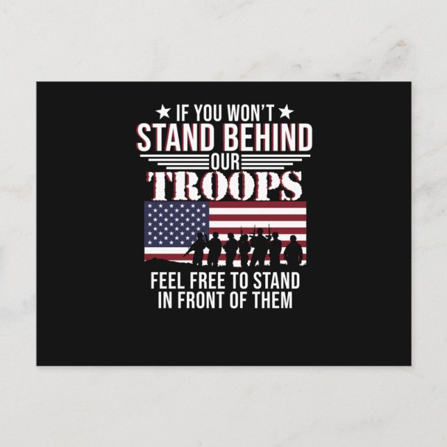 Happy Veterans Day Support hinter unseren Truppen Einladungspostkarte (Vorderseite)